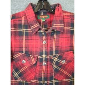 New Flyshacker Womens Shirt Large Red Flannel Heavy Shacket Gorp Lumberjack Fall